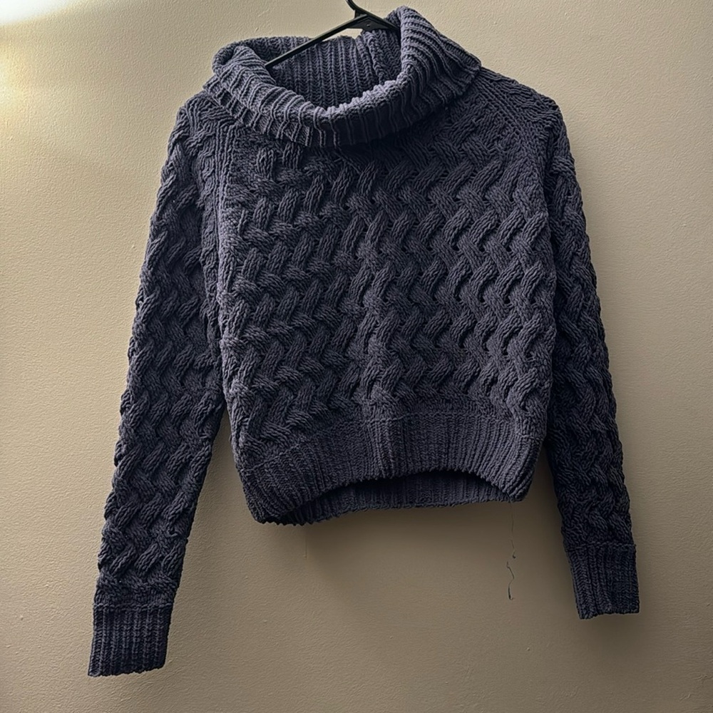 Kendall + Kylie Blue Cropped Sweater